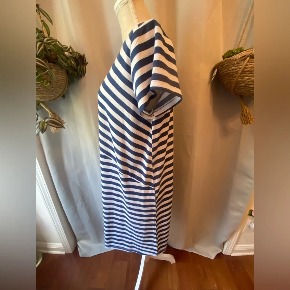❌SOLD❌ RUBY RD CASUAL BLUE AND WHITE STRIPED DRESS SMALL - Picture 3 of 5